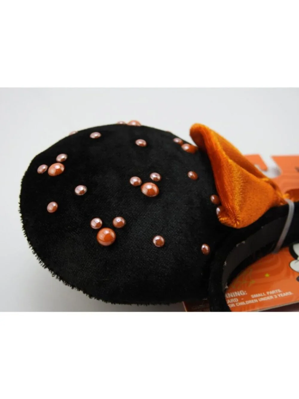 Disney Minnie Mouse Halloween Ears Headband Orange Bow Rhinestones New